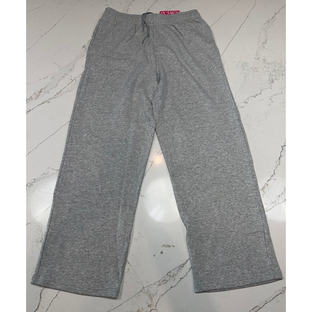 PUMIFEY Women's Gray Lounge Sweatpants Size M Wide Leg Drawstring Cotton Blend